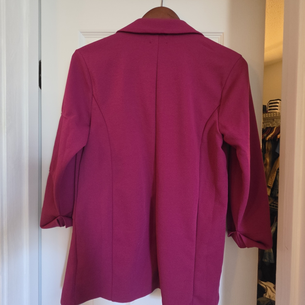 Maurices Women's Raspberry Open-Front Blazer Jacket - Picture 3 of 4
